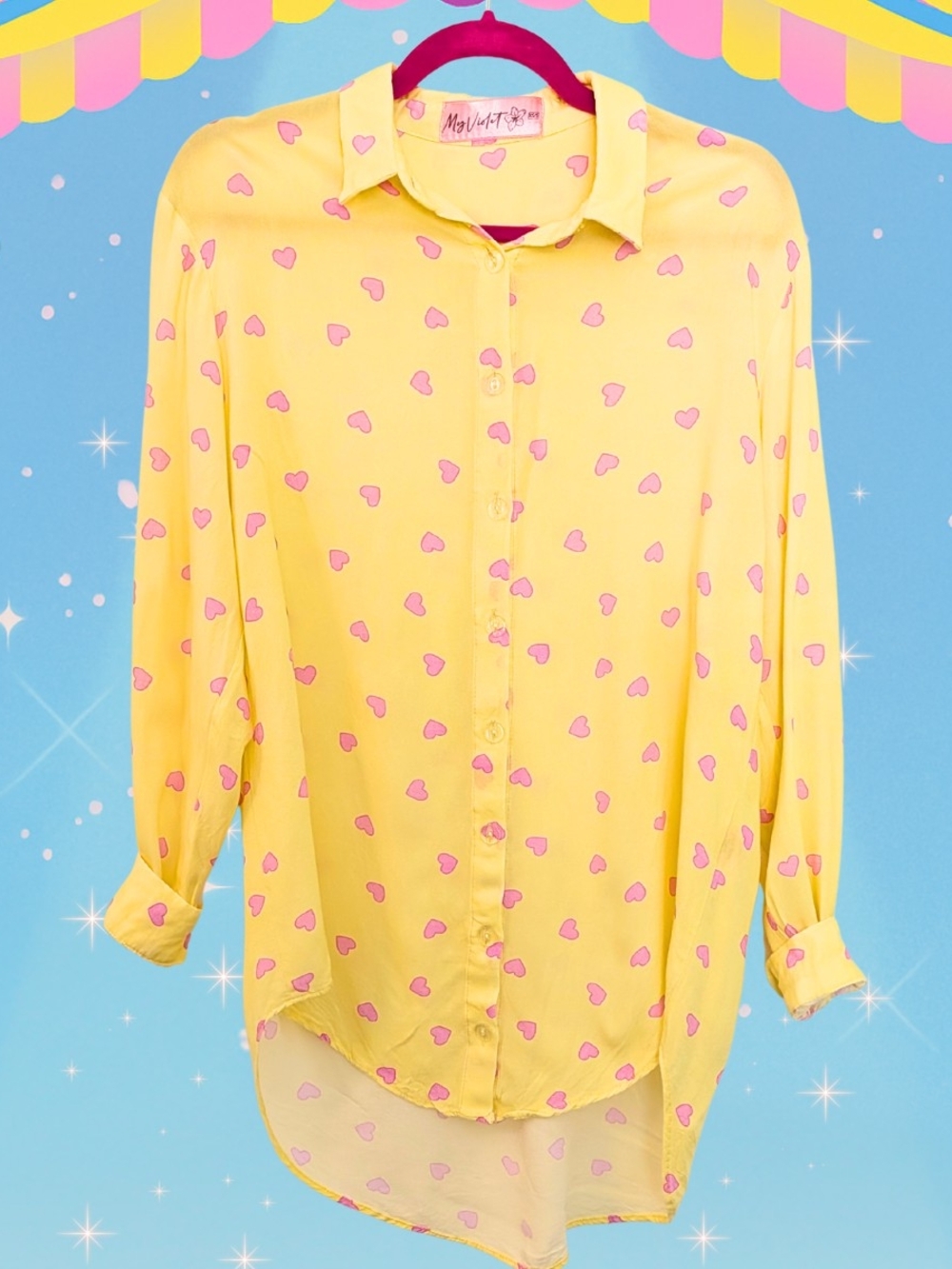 My Violet Memphis Heart Button-Up Shirt Oversized (Small - Large)